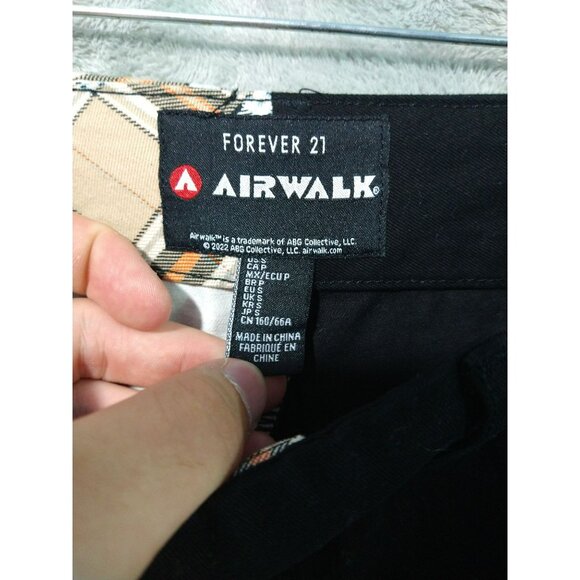 Airwalk Forever 21 Pants Womens Small Black Plaid Colorblock Cotton High Rise - Picture 8 of 10